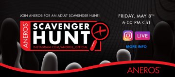 Aneros Scavenger Hunt banner with event schedule