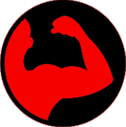 red and black colored muscle icon